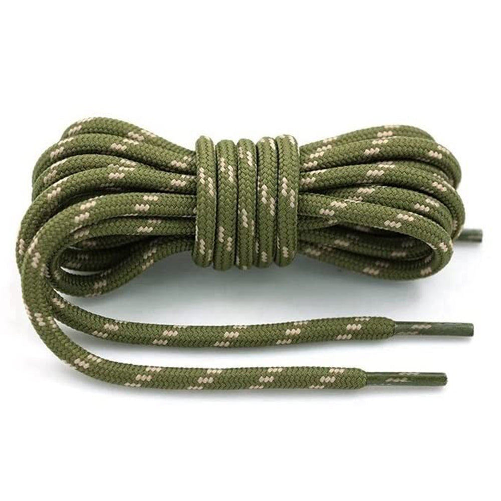 1 Pair 100cm Martin Boots Hiking Shoe Laces Round Wear-resistant Polyester Shoelace Rope - Army Green+Khaki