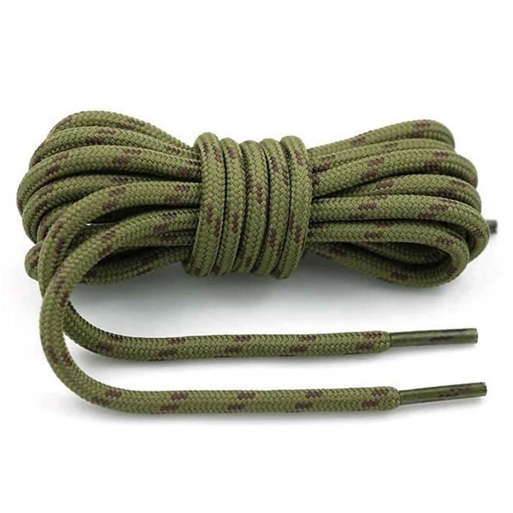 1 Pair 100cm Martin Boots Hiking Shoe Laces Round Wear-resistant Polyester Shoelace Rope - Army Green+Brown