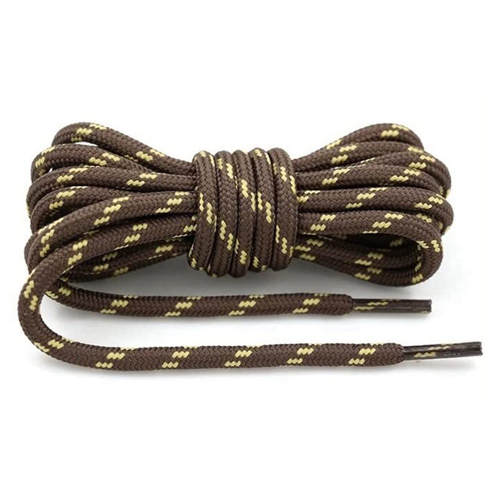 1 Pair 100cm Martin Boots Hiking Shoe Laces Round Wear-resistant Polyester Shoelace Rope - Coffee+Yellow