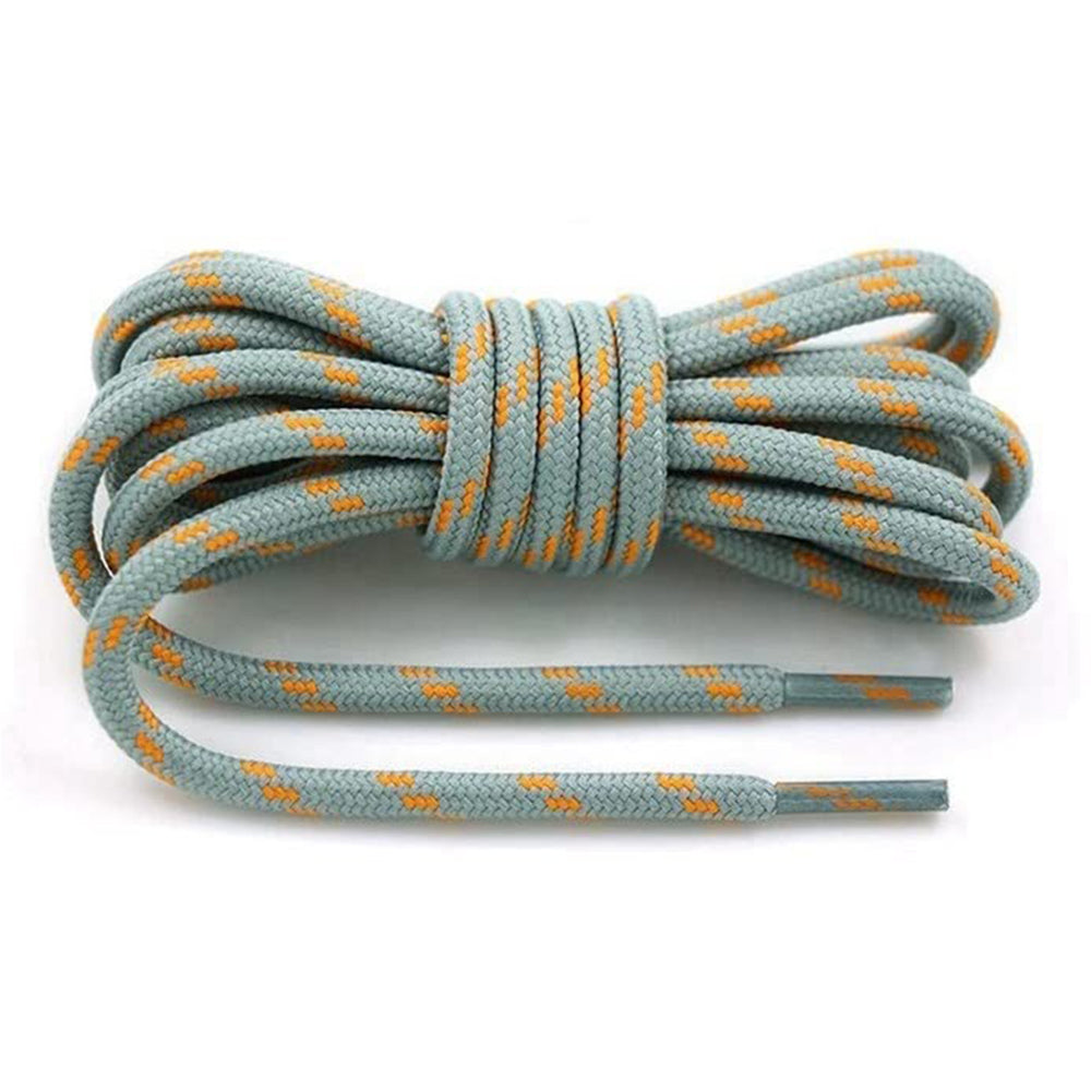 1 Pair 100cm Martin Boots Hiking Shoe Laces Round Wear-resistant Polyester Shoelace Rope - Light Grey+Orange