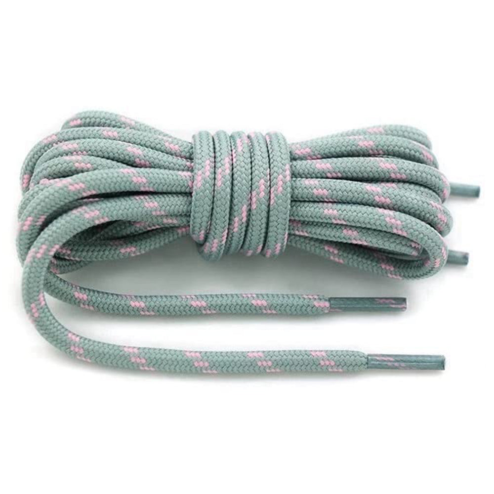 1 Pair 100cm Martin Boots Hiking Shoe Laces Round Wear-resistant Polyester Shoelace Rope - Light Grey+Pink