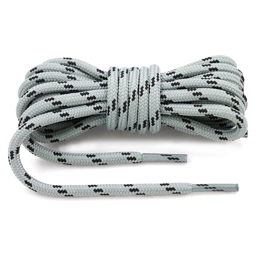 1 Pair 100cm Martin Boots Hiking Shoe Laces Round Wear-resistant Polyester Shoelace Rope - Light Grey+Black