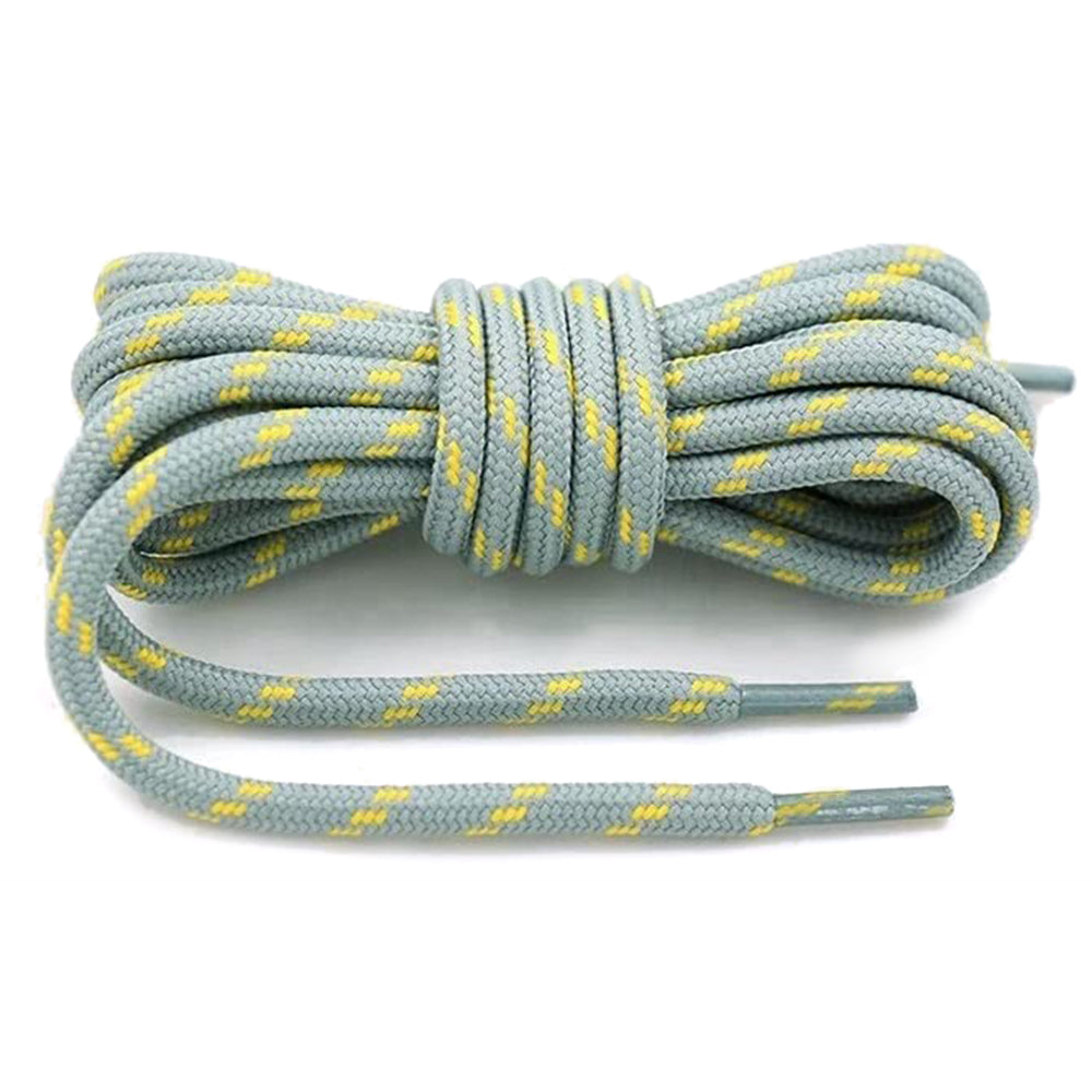 1 Pair 100cm Martin Boots Hiking Shoe Laces Round Wear-resistant Polyester Shoelace Rope - Light Grey+Yellow