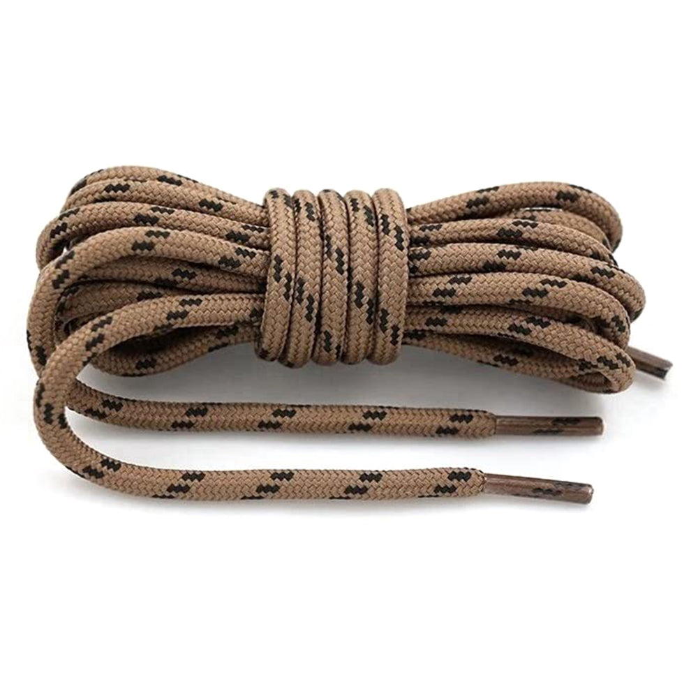 1 Pair 100cm Martin Boots Hiking Shoe Laces Round Wear-resistant Polyester Shoelace Rope - Light Brown+Black