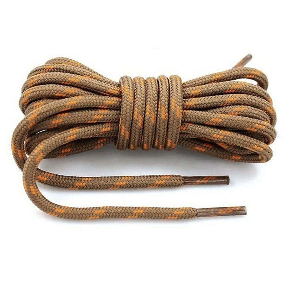 1 Pair 100cm Martin Boots Hiking Shoe Laces Round Wear-resistant Polyester Shoelace Rope - Light Brown+Gold