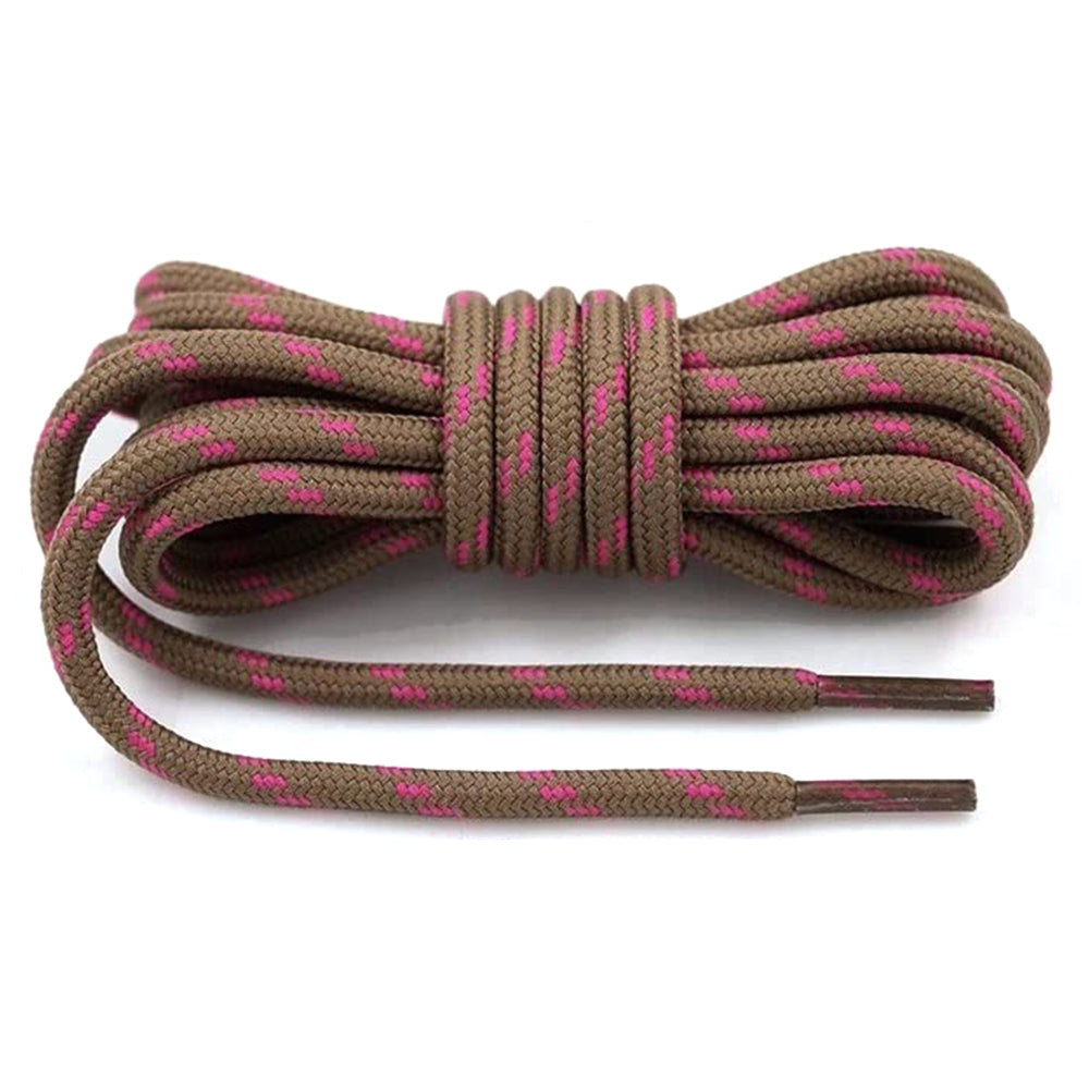 1 Pair 100cm Martin Boots Hiking Shoe Laces Round Wear-resistant Polyester Shoelace Rope - Light Brown+Rose