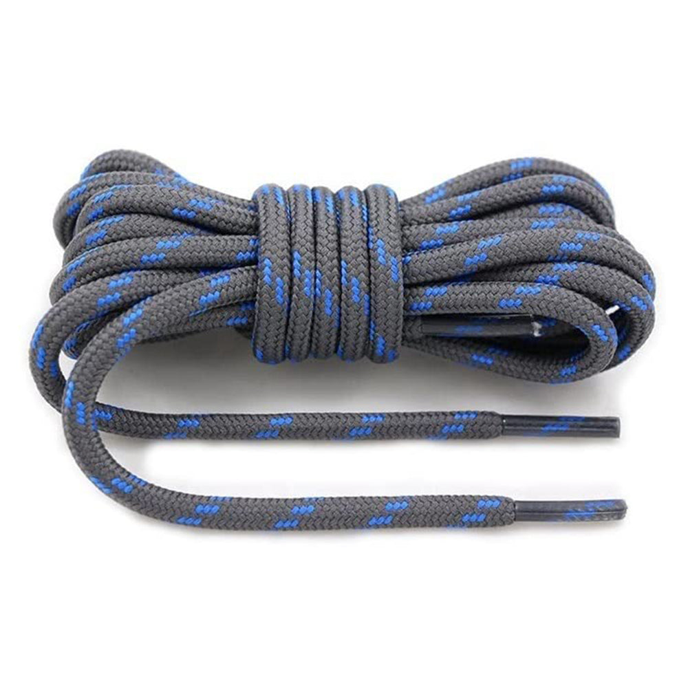 1 Pair 100cm Martin Boots Hiking Shoe Laces Round Wear-resistant Polyester Shoelace Rope - Dark Grey+Blue