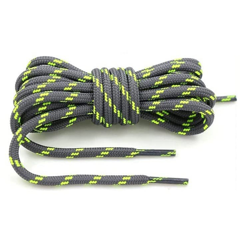 1 Pair 100cm Martin Boots Hiking Shoe Laces Round Wear-resistant Polyester Shoelace Rope - Dark Grey+Green