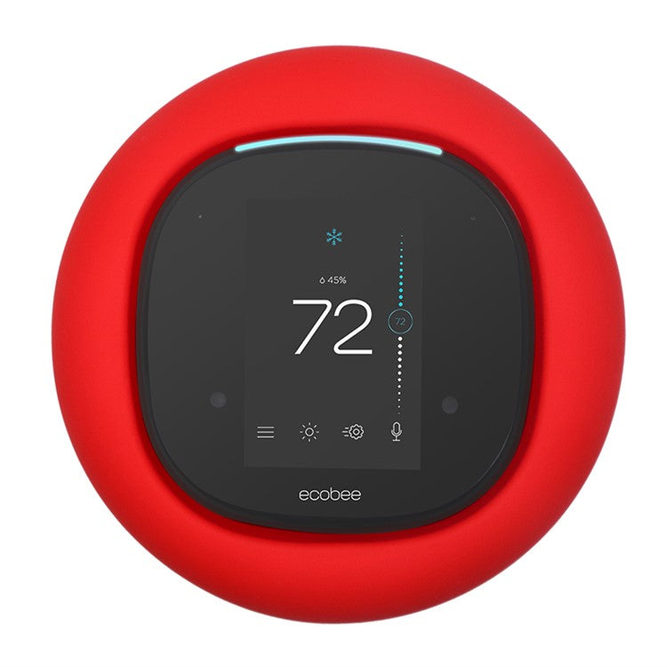 For Ecobee 4 Smart Thermostat Wall Holder Cover Anti-scratch Soft Silicone Protective Sleeve Case - Red