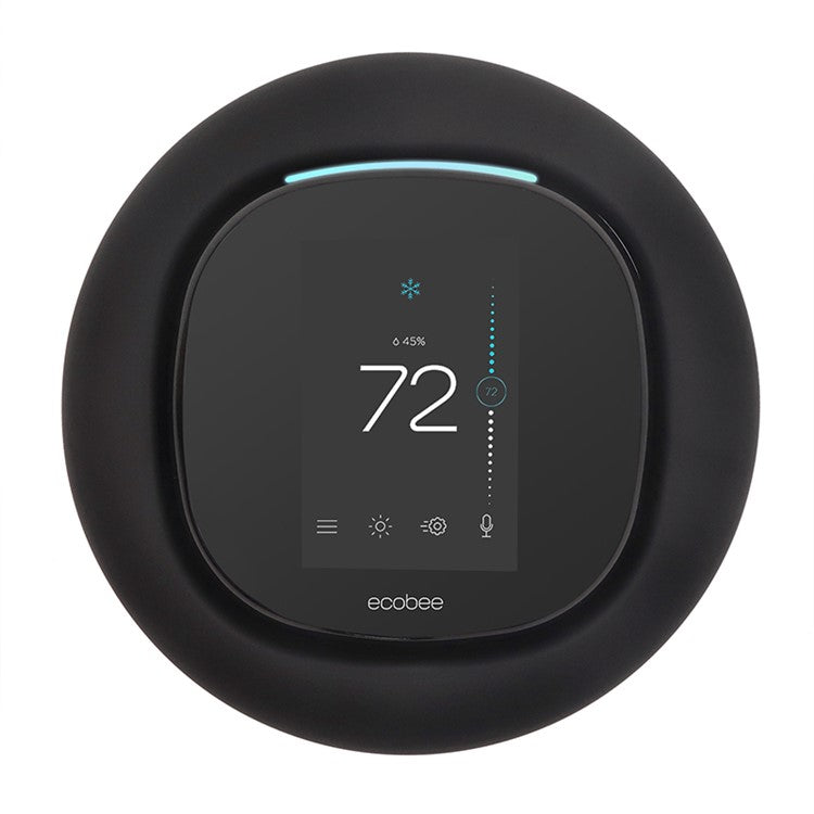 For Ecobee 4 Smart Thermostat Wall Holder Cover Anti-scratch Soft Silicone Protective Sleeve Case - Black