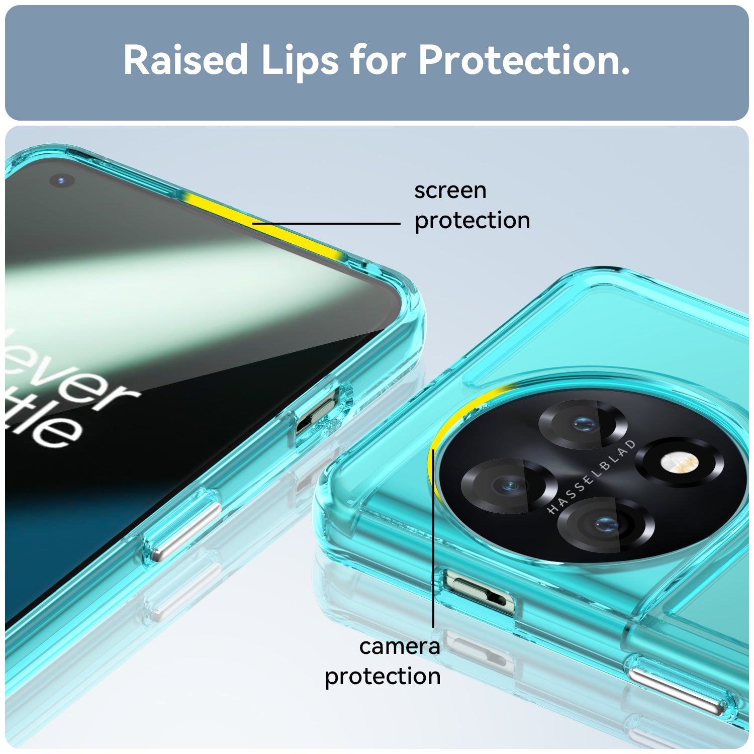 Candy Series Phone Cover for OnePlus 11 5G , Soft TPU Cell Phone Protective Case - Transparent Blue