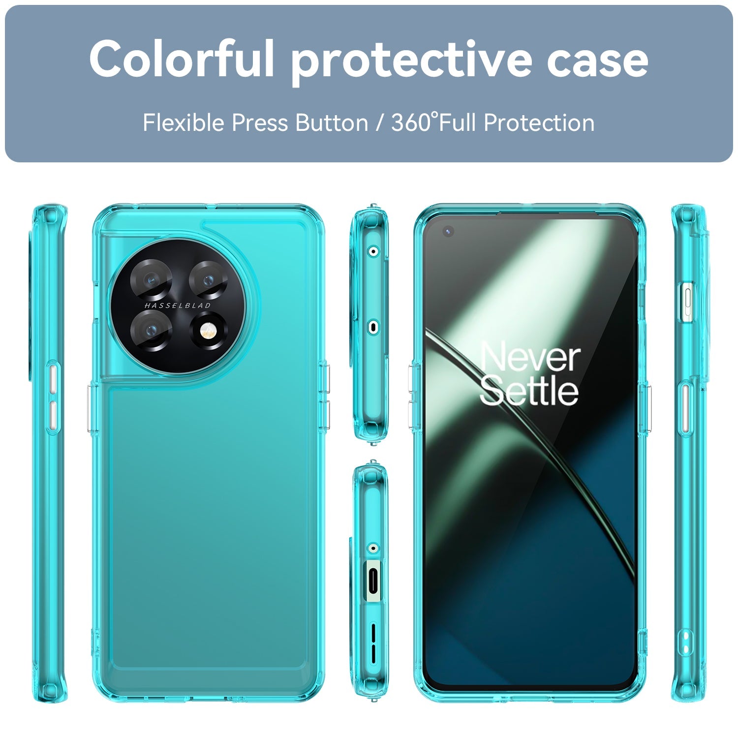 Candy Series Phone Cover for OnePlus 11 5G , Soft TPU Cell Phone Protective Case - Transparent Blue