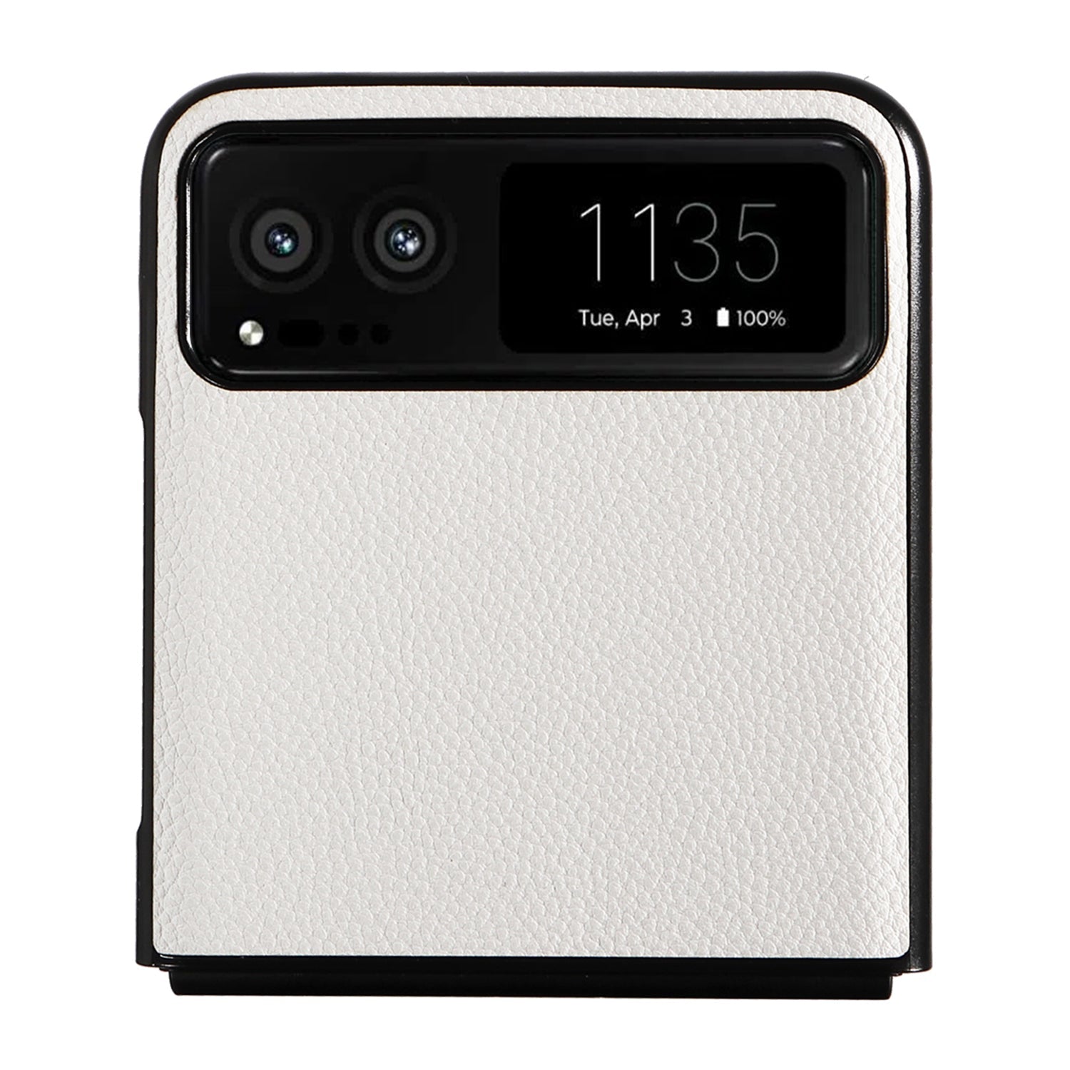 Uniqkart for Motorola Razr 40 5G Litchi Texture Phone Case PU Leather Coated PC Anti-drop Cover - White