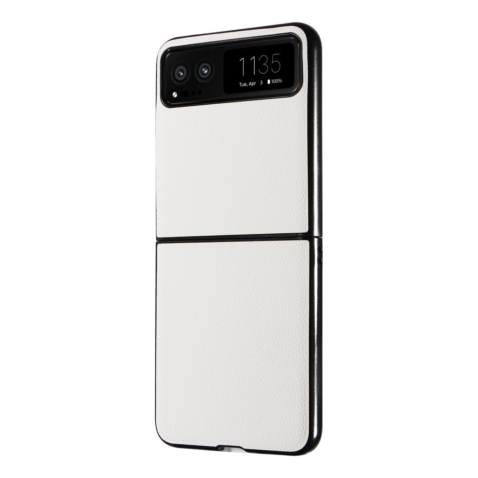 Uniqkart for Motorola Razr 40 5G Litchi Texture Phone Case PU Leather Coated PC Anti-drop Cover - White