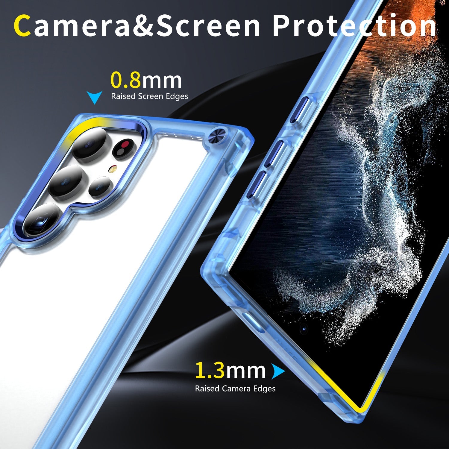 For Samsung Galaxy S24 Ultra Case PC+TPU Skin-touch Clear Phone Cover - Transparent+Blue