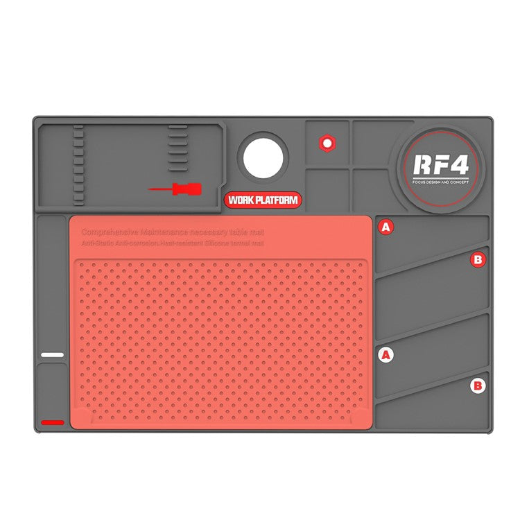 RF4 RF-PO2 Microscope Maintenance Mat Phone Repair Platform Dual Layer Heat Insulated Pad - Grey+Red