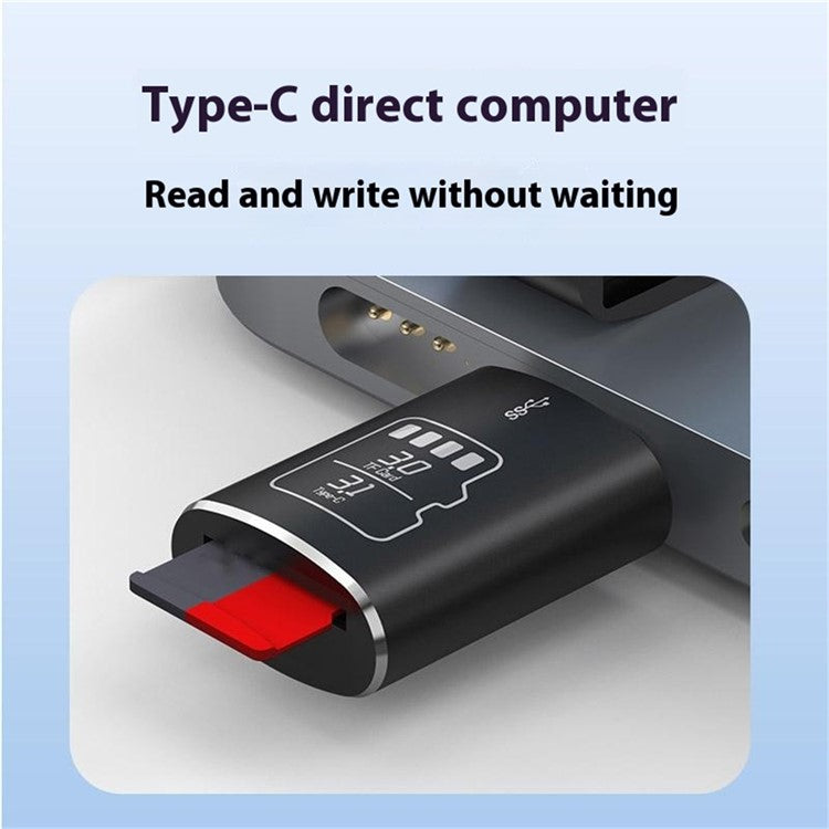 Mini USB 3.1 Type C Card Reader for TF Cards Up to 2TB Compatible with MAC OS / Windows / Linux / Android - Black