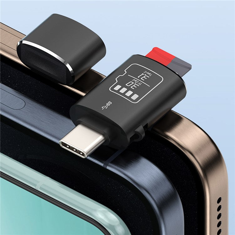 Mini USB 3.1 Type C Card Reader for TF Cards Up to 2TB Compatible with MAC OS / Windows / Linux / Android - Black