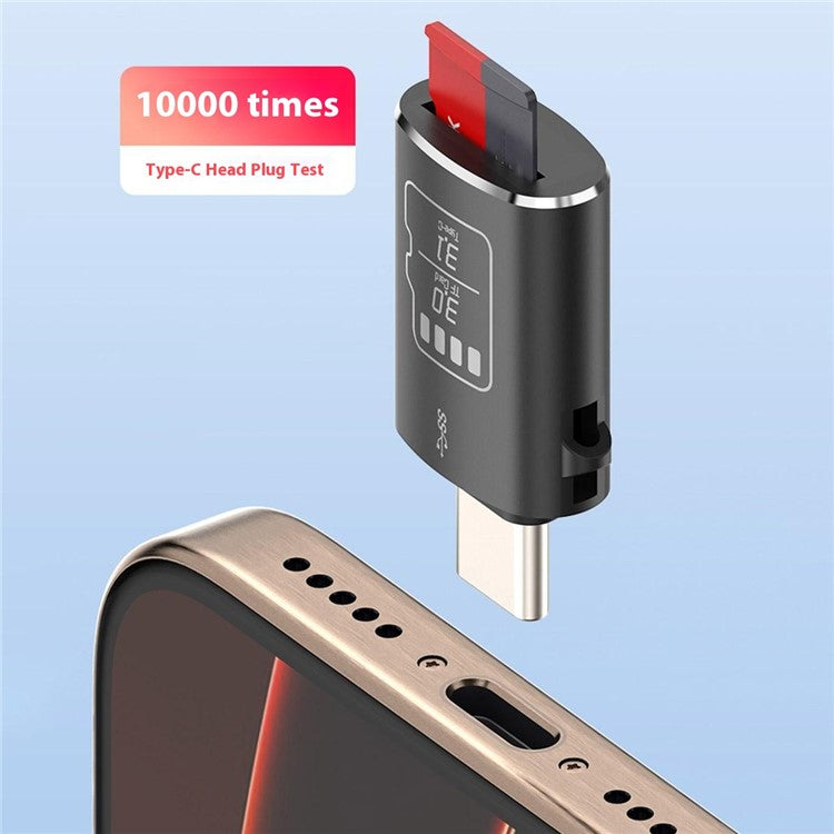 Mini USB 3.1 Type C Card Reader for TF Cards Up to 2TB Compatible with MAC OS / Windows / Linux / Android - Black