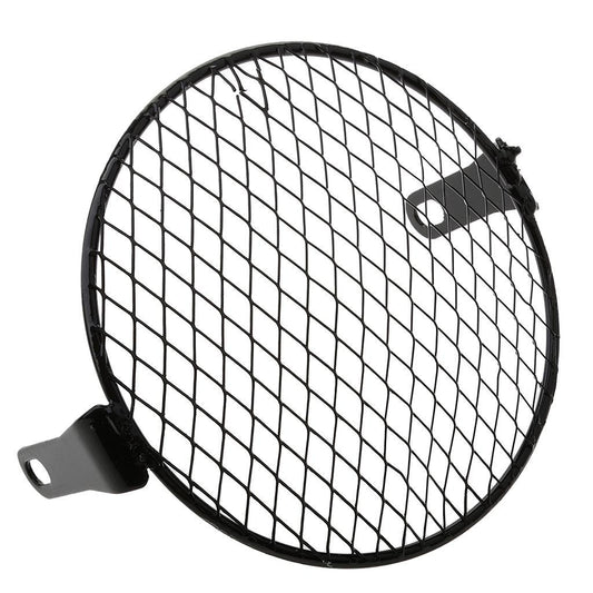 Retro Amber Motorcycle Side Mount Headlight With Grill Cover White Lens