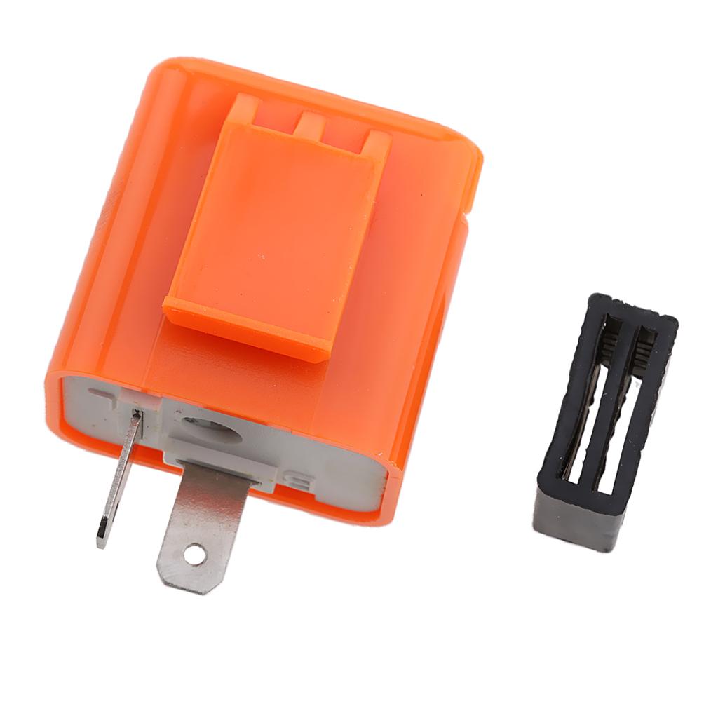 Universal Motorcycle Motorbike Turn Signal Indicator 2-Pin Speed Adjustable LED Flasher Relay 12VDC Orange