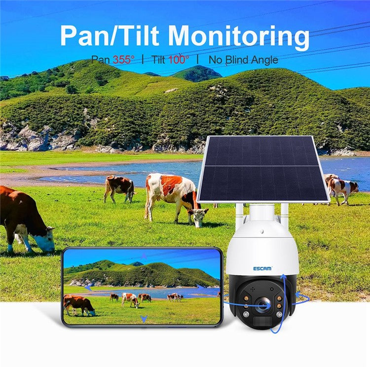 ESCAM QF724 Solar Power 3.0MP Camera Two-Way Audio Talk PIR Night Vision Surveillance PT Camera - EU Plug