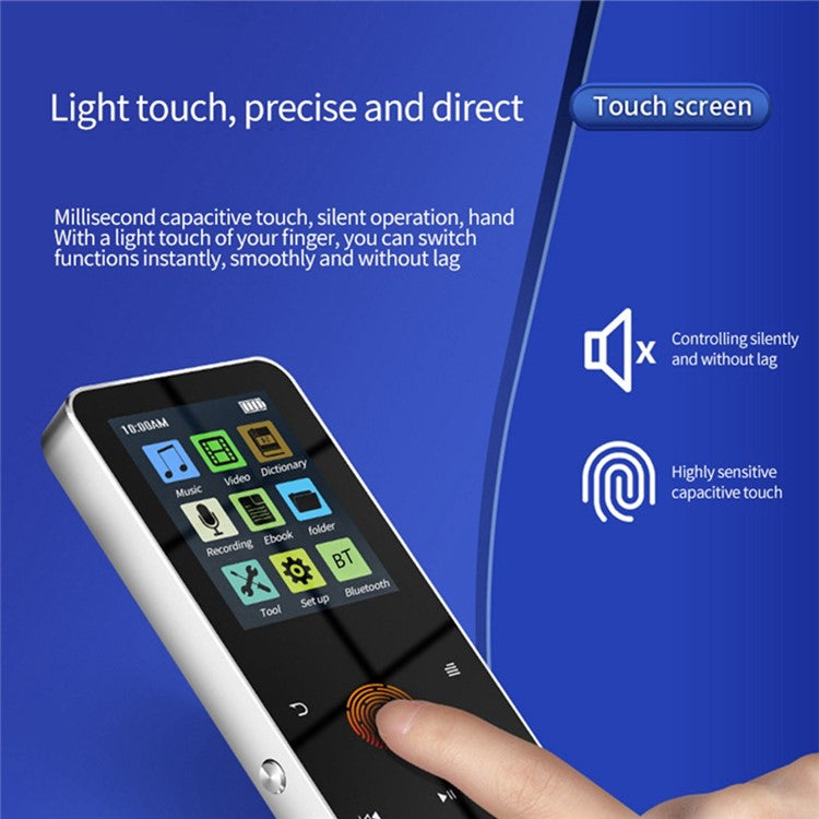 S308 Touch Screen MP3 Sound Recorder Music Video MP4 Player with Dictionary + Bluetooth-compatible Function - Silver