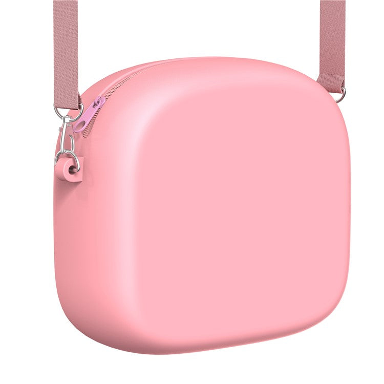 Cute Cartoon Animal Design Children Camera Carrying Case Silicone Shoulder Bag with 5 Rolls Thermal Paper - Pink