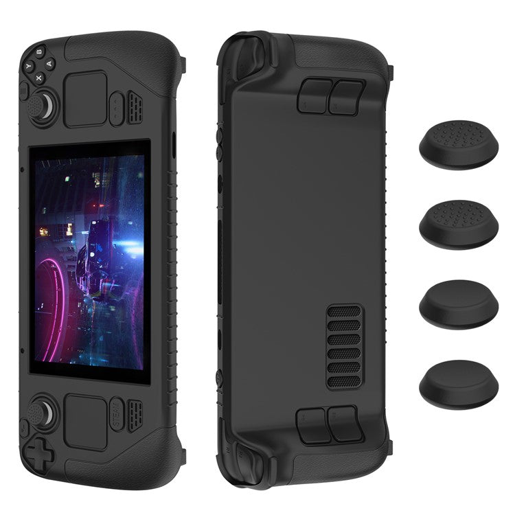 SD001 Silicone Case for Steam Deck Game Console Ergonomic Grip Protective Case Anti-Slip Cover - Black