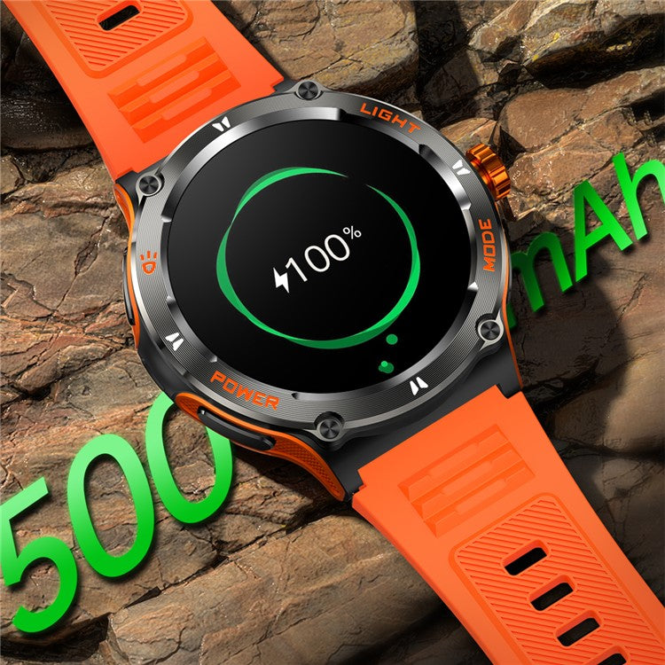 KT76 3ATM Waterproof Health Monitor 1.53-inch Bluetooth-compatible Smart Watch with Flashlight - Black