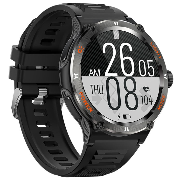KT76 3ATM Waterproof Health Monitor 1.53-inch Bluetooth-compatible Smart Watch with Flashlight - Black
