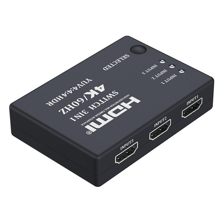 4K / 60HZ 3 In 1 Out HDMI Switcher Converter with Infrared, Mini HDMI Video Splitter Adapter