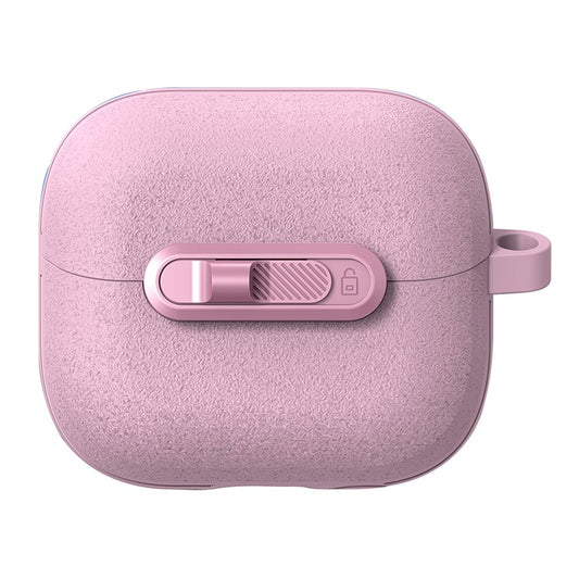 For Samsung Galaxy Buds3 Pro  /  Buds3 Protective Case Lock Buckle Switch TPU + PC Wireless Earphones Cover with Carabiner - Pink