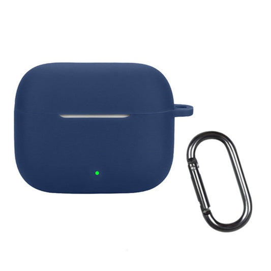 For Oppo Enco Buds3 Pro Silicone Case Wireless Earphones Protective Cover with Anti-Lost Buckle - Dark Blue