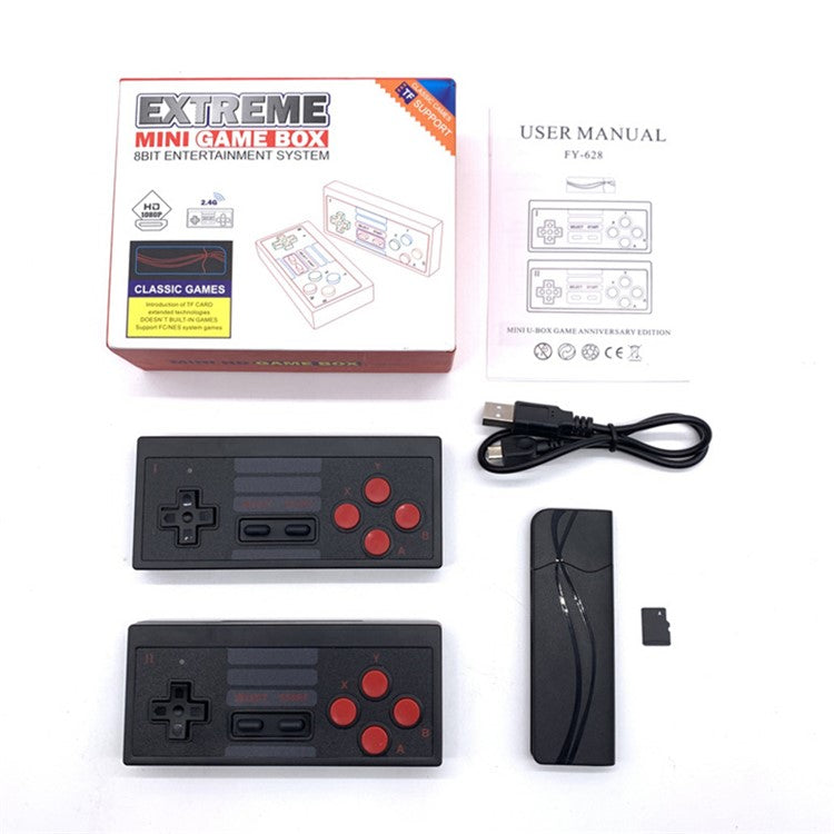 Y-3U Extreme Mini Classic Game Box 8-Bit Entertainment System 2.4G Wireless 4K Ultra HD TV Game Console Support TF Card (Built-in 628 Games)