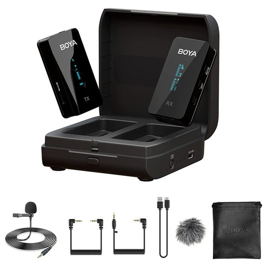 BOYA BY-XM6-K1 Mini Wireless Lavalier Microphone Video Recording Lapel Clip Mic with Charging Case