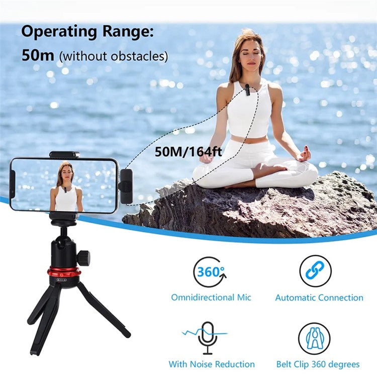 BOYA BY-V2 Wireless Lavalier Lapel Microphone Omnidirectional Condenser Recording Mic with 2 Transmitters +1 Receiver