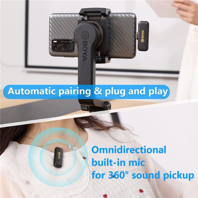 BOYA BY-WM3T2-U1 Wireless Lavalier Microphone Portable Audio Video Recording Mic for Live Broadcast