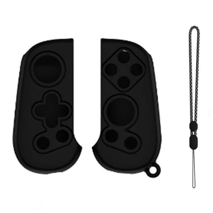 1 Pair Silicone Grip Case Cover for Backbone One Controller Protective Sleeve with Hand Strap - Black