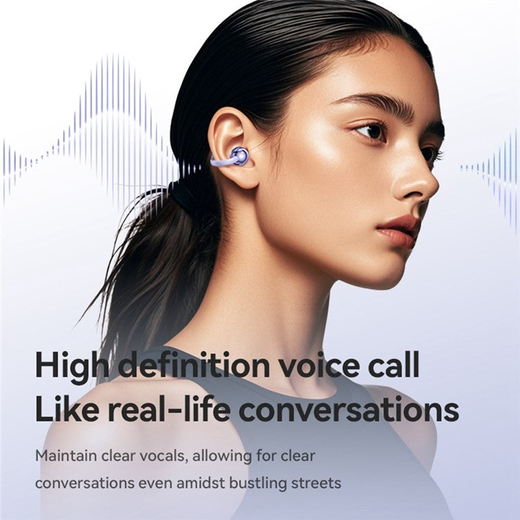M91 Ear Clip Earbuds Wireless Bluetooth-compatible Headphones Noise Reduction Earphones - Purple