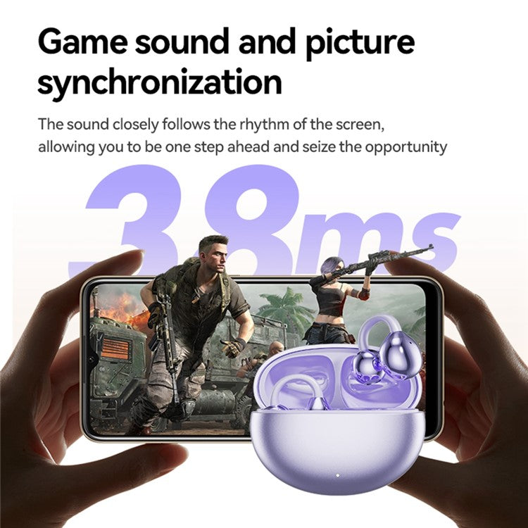 M91 Ear Clip Earbuds Wireless Bluetooth-compatible Headphones Noise Reduction Earphones - Purple
