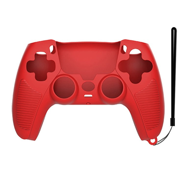 V1 Shockproof Silicone Protective Case Anti-dust Cover for Sony PS5 Controller - Red