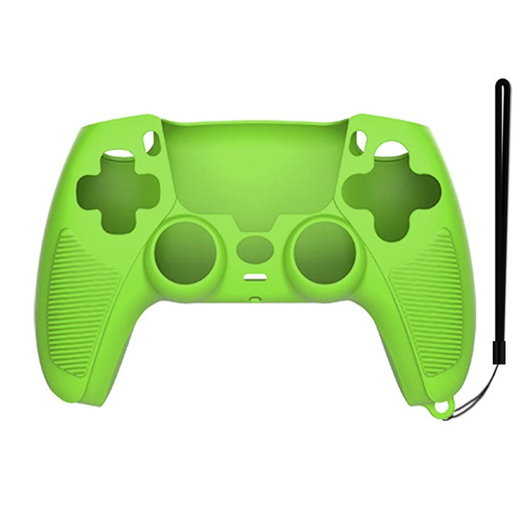 V1 Shockproof Silicone Protective Case Anti-dust Cover for Sony PS5 Controller - Fluorescent Green