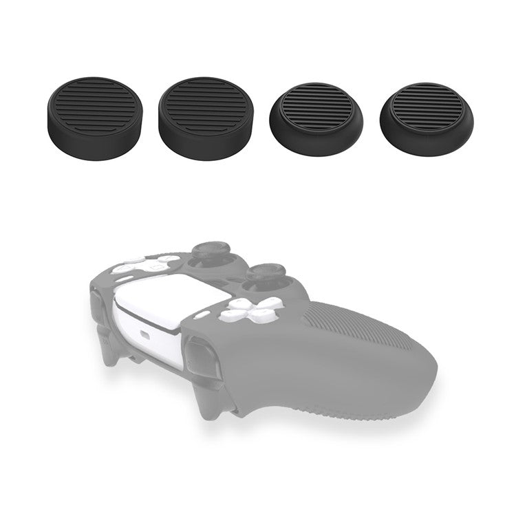 4Pcs/Set Non-slip Silicone Rocker Caps Covers Game Console Accessories for Sony PS5 Controller/Amazon Luna Controller - Black