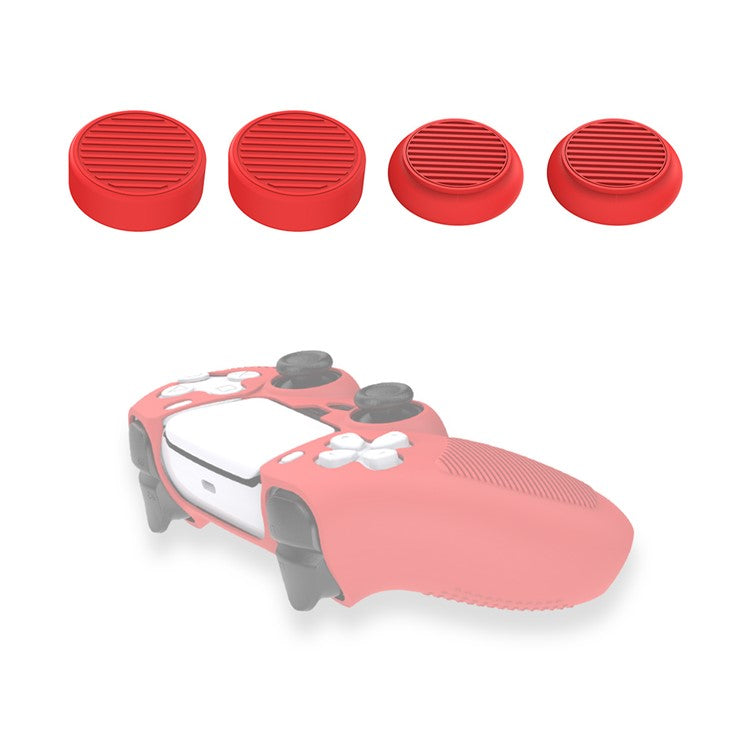 4Pcs/Set Non-slip Silicone Rocker Caps Covers Game Console Accessories for Sony PS5 Controller/Amazon Luna Controller - Red