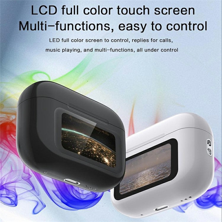 A9 Pro Smart LCD Color Touch Screen Earbuds with ANC+ENC Active Noise Cancellation Bluetooth-compatible Headset