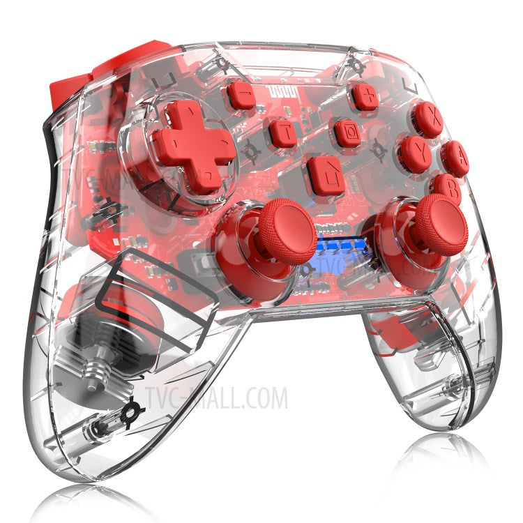 Transparent Wireless Bluetooth Gamepad Game Joysticks Controller for N-Switch Pro NS-Switch Lite  - Red