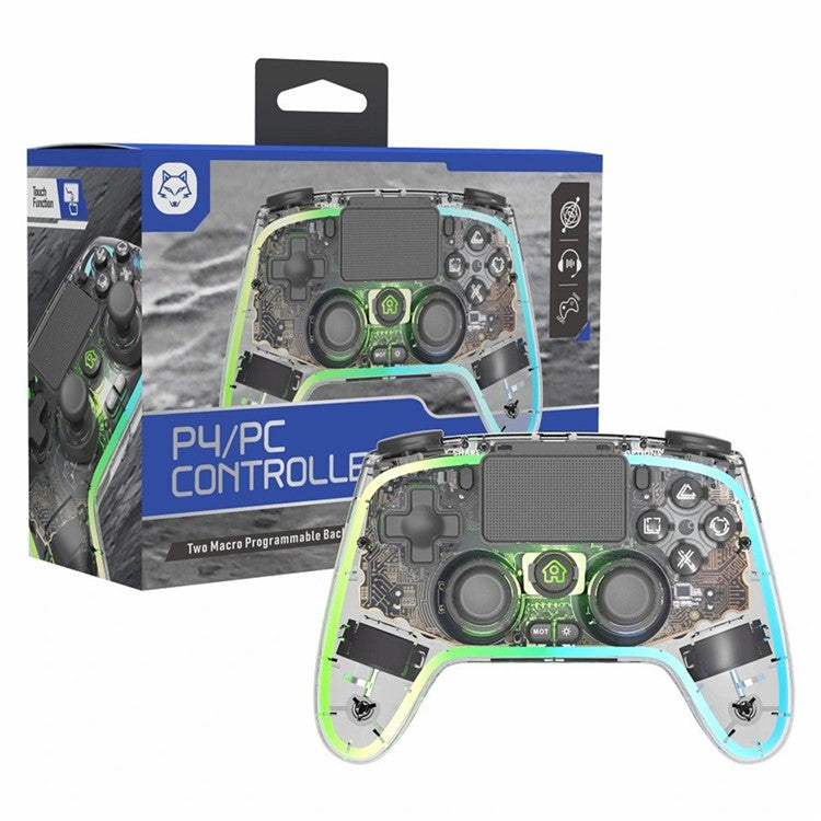 TOPWOLF HS-PS4280 Bluetooth Gamepad RGB Light 6-Axis Sensor Dual Vibration Game Controller for PS4 / PC