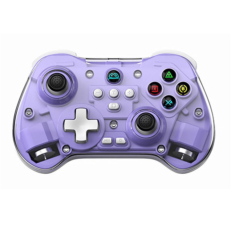 Z01X Transparent Design Bluetooth Gamepad Six-axis Dual Motor Vibration Game Controller - Purple