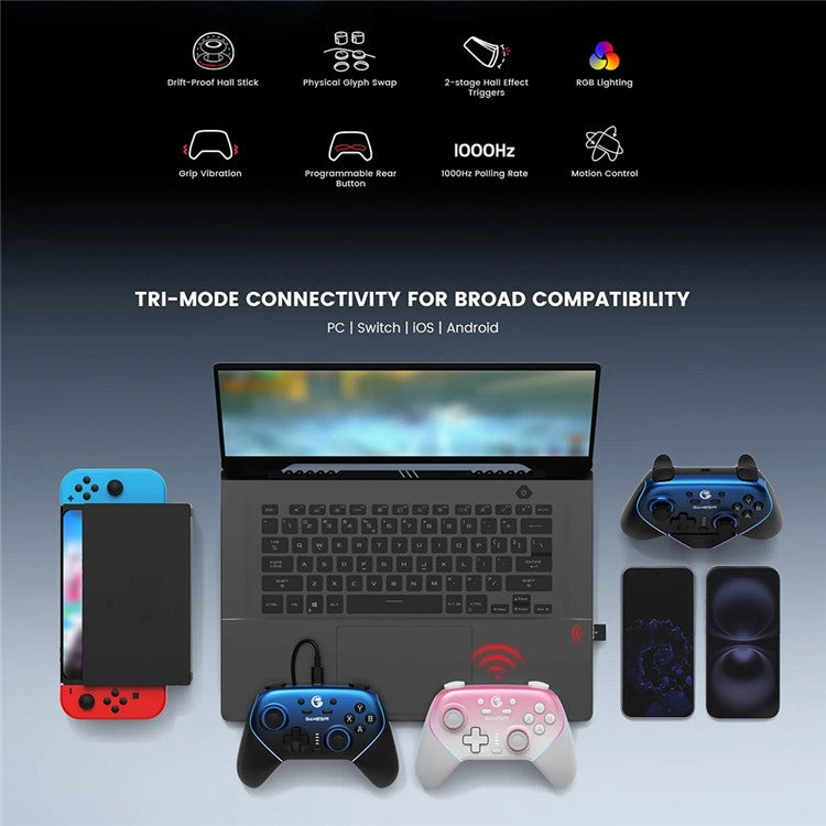 GAMESIR Super Nova 2.4G / Bluetooth-compatible / Wired Game Controller with Hall Joystick Programmable Buttons - Blue